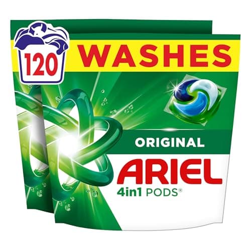 Image of Ariel 4in1 PODS®, Washing Liquid Laundry Detergent Capsules 120 Washes, Original, Stain & Odour Removal in 1 Wash, Great Even in Cold & Short