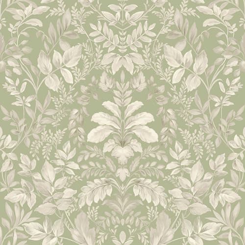 Image of Holden Decor Leaf Damask Sage Wallpaper 13671