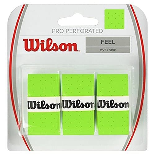 Image of Wilson Pro Overgrip Perforated 3 Pack - White, Green, Pink - Tennis - Badminton - Squash