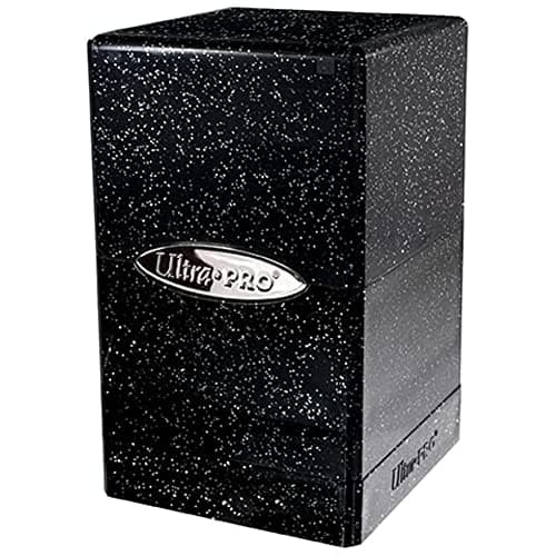 Image of Ultra PRO - Satin Tower 100+ Card Deck Box (Glitter Black) - Protect Your Gaming Cards, Sports Cards or Collectible Cards In Ultra Pro's Stylish Glitter Deck Box, Perfect for Safe Traveling