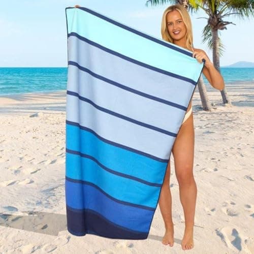Image of GC GAVENO CAVAILIA Extra Large Beach Towel for Adults - Quick Dry Microfibre Printed Beach Towels - Super Absorbent Beach Towel for Swim (180 x 100 cm) - (1 Piece) Soft, Sand Free,Lightweight - Blue