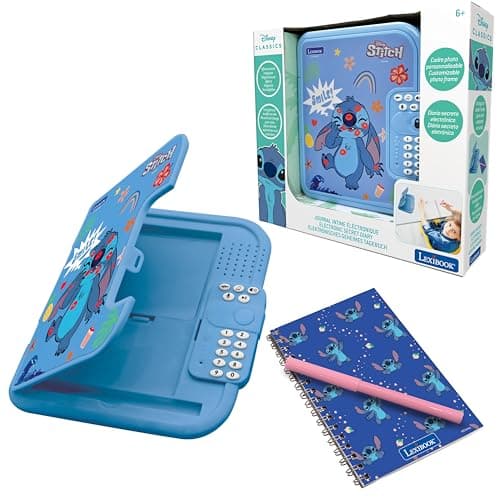 Image of LEXIBOOK, Disney Stitch: Electronic diary with pen and notebook included, interactive, password protected, fun functions, sound effects, Blue, SD50D