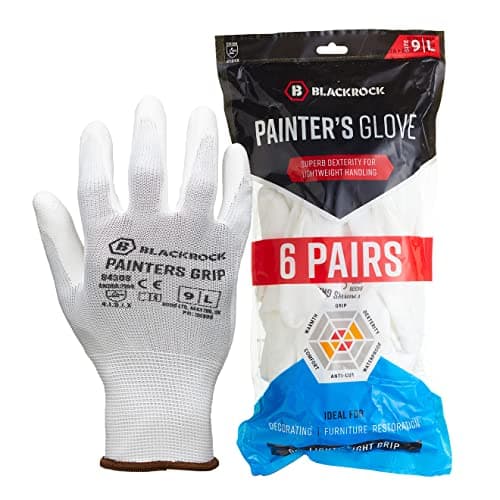 Image of Blackrock Pack Of 6 Pairs Lightweight Painter's PU Grip Safety Work Gloves, Mens Womens Sensitive Precision Working, Ideal For Painting & Decorating, Electronics, Assembly, Handling - Size Large