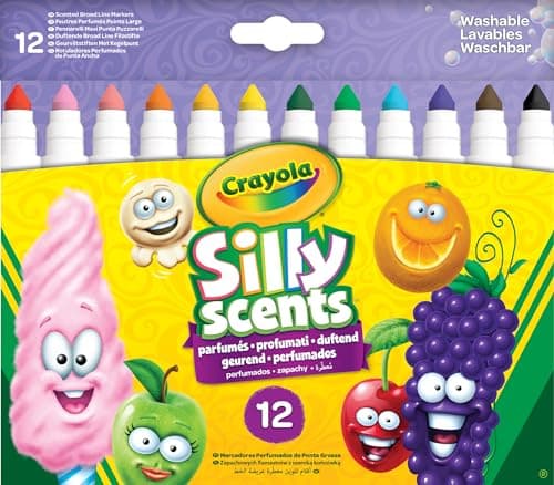 Image of CRAYOLA Silly Scents Broadline Washable Markers - Assorted Colours (Pack of 12) | Unique Sweet Scents & Colours! | Ideal for Kids Aged 3+