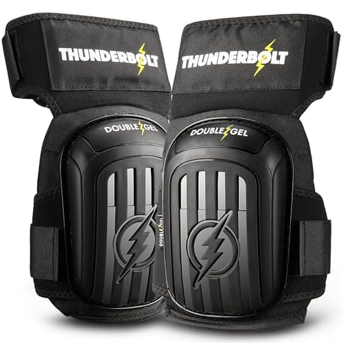 Image of Thunderbolt Knee Pads for Men and women Construction Knee Pads Gel Knee Pads Gardening Flooring Roofing Heavy Duty Thick Foam Strong Adjustable Non-Slip Straps, Black Diamond