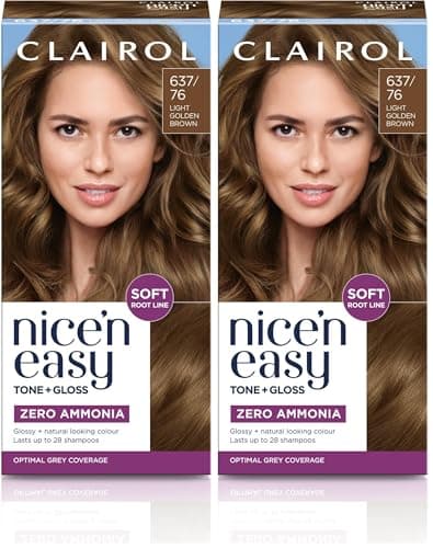Image of Clairol Nice'n Easy Tone+Gloss Semi Permanent Hair Dye - 637/76 Light Golden Brown (Pack of 2)