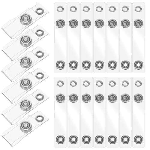 Image of Azefnuhk 20 PCS Id Badge Clip, Clear Lanyard Clip with Snap and Eyelet, Replacement Badge Clips, PVC Plastic Badge Clips for Lanyards, Name Tags, Keychains, Bulk Replacement Attachment