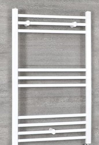 Image of Turkish Zone 500mm wide x 700mm high Heated Towel Rail Straight Flat White Bathroom Warmer Radiator Rack Central Heating UK