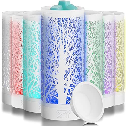 Image of Serentify Colour Changing Electric Wax Melt Burners | Essential Oils Burner | LED Light/Lamp and Wax Warmer | Easy Clean Silicone Dish | 26.5cm (White)