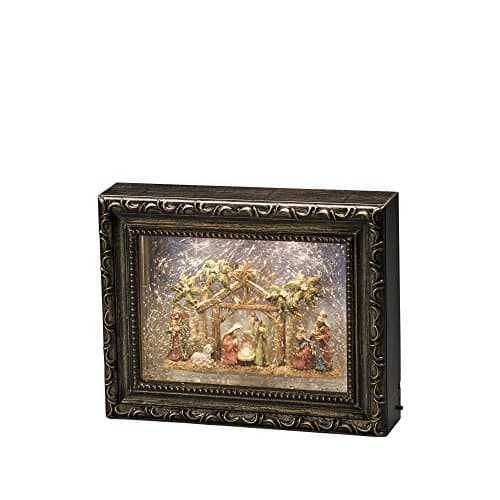 Image of Konstsmide 4358-000 LED Snow Globe Picture Frame "Nativity Scene" ,2 Warm White Diodes, Brown, 19.5 cm*4.0 cm*24.5 cm