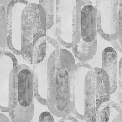Image of Sublime Oval Shapes Geometric Wallpaper, White