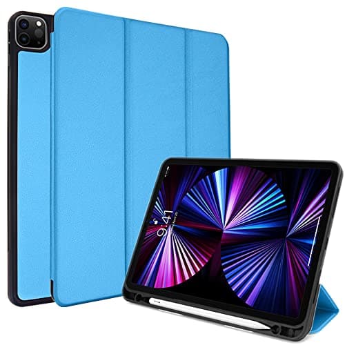 Image of TECHGEAR iPad Pro 11" 2022/2021 Smart Case [Pencil Compatible] Slim Smart Case Fold Stand Cover with Corner Protection [Auto Wake/Sleep] for iPad Pro 11 Inch 4th & 3rd Generation - Light Blue