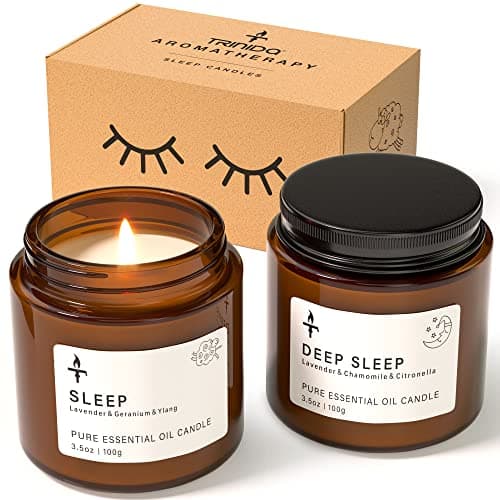Image of TRINIDa Sleep Candles Gifts for Women & Men – Lavender Scented Candles Gift Set for Anxiety, Lavender Promotes Sleep, Chamomile Relieves Stress, Relaxation/Birthday Gifts for Women