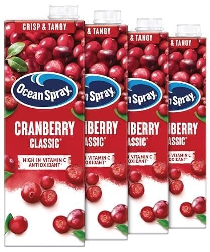 Image of Ocean Spray Classic Cranberry Juice - 4 x 1L - Sugar & Natural Sweetener Fruit Juice - Rich in Vitamin C & High in Antioxidants - Made with Whole Cranberries
