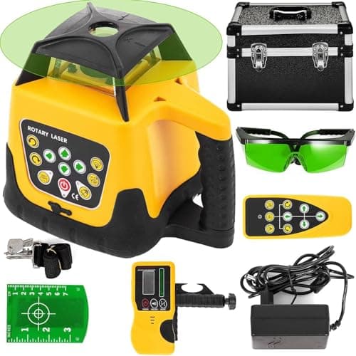 Image of Rotary Laser Level Kit, 360 Degree Self Leveling, Includes Receiver, Detector Holder, Carrying Case, 500m Construction Laser