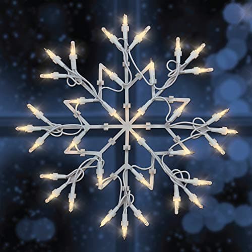 Image of The Christmas Workshop 77700 White Snowflake Christmas Light / 35 Warm White LED Lights/Indoor Christmas Decorations/Timer Mode/Battery Operated / 33cm x 33cm x 1.5cm