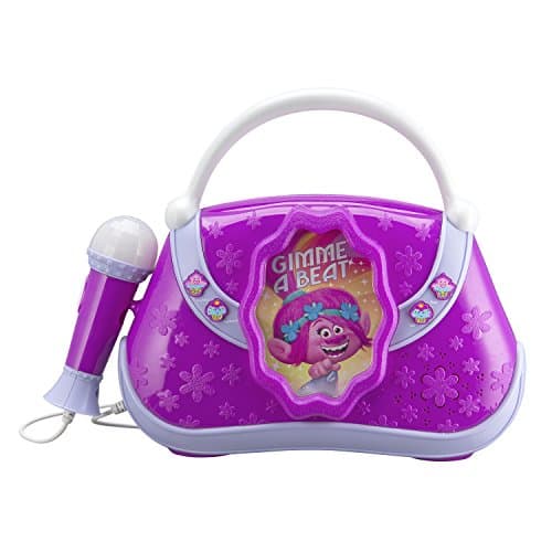 Image of Trolls Sing Along Boombox with Real Working Mic Built in Music and Can Connect to MP3 Player