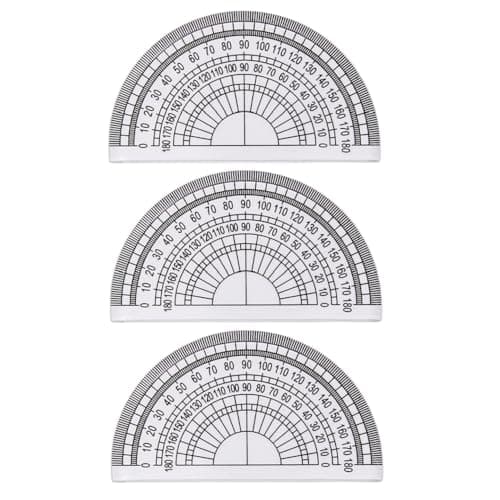 Image of Protractor Set 3pcs, 180° Clear Plastic Angle Measurement Tool,for Students, Teachers, Engineers,and Designers,Lightweight and Transparent Design for Easy Reading,Accurate Angle Measurement