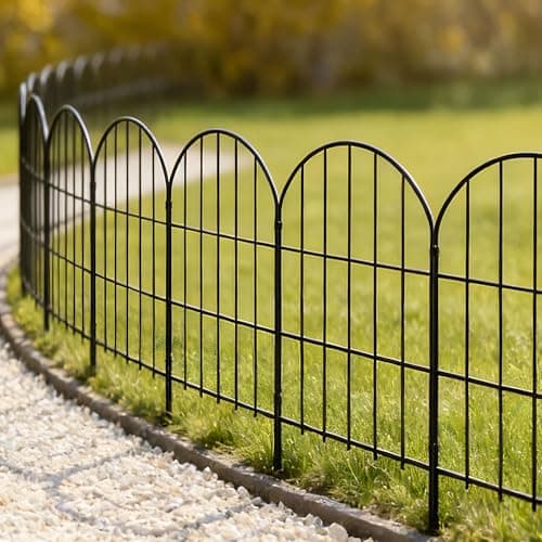 Image of Thealyn Decorative Garden Fence 61cm H x 33cm W (25 Panels, Total Length 8.2m) Metal No Dig Fence Outdoor Border for Flower Bed, Yard, Animal Barrier,Rectangle