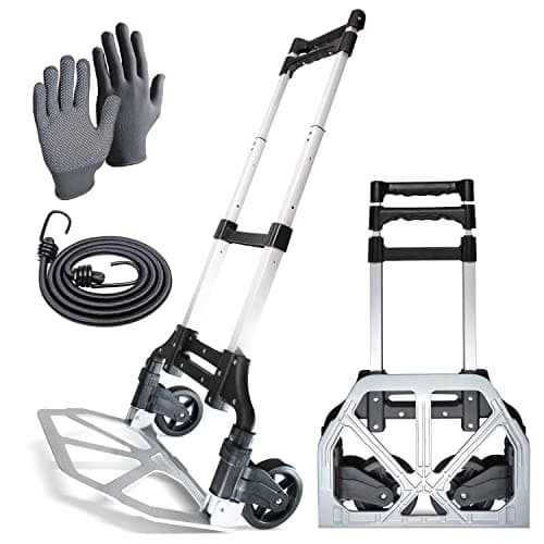 Image of WMR Heavy Duty Aluminium Folding Hand Truck Trolley | Multi-Purpose Sack Barrow Cart | Lightweight & Durable Aluminium Trolley for Luggage, Home, Office, Warehouse, Groceries | 80kg Max Load Capacity