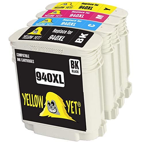 Image of YELLOW YETI Replacement for HP 940 940XL Ink Cartridges compatible with HP OfficeJet Pro 8000 8500 8500A A809a A809n A909a A909g A910a A910g (1 Black + 1 Cyan + 1 Magenta + 1 Yellow)