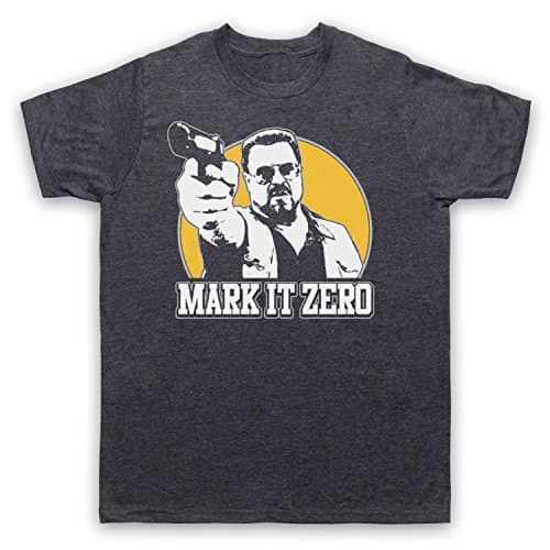 Image of My Icon Art & Clothing Lebowski Walter Mark It Zero Comedy Film Mens T-Shirt, Light Grey, XL