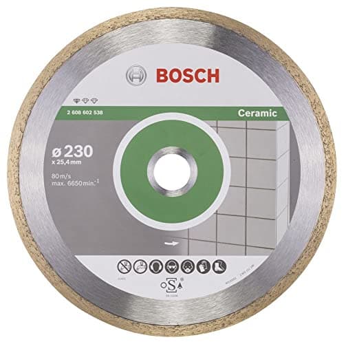 Image of Bosch Professional 1x Diamond Cutting Disc Standard for Ceramic (for Stone, Tile, Ceramic, Ø 230 x 25,40 x 1,6 x 7 mm, Accessories for Tile Cutters)