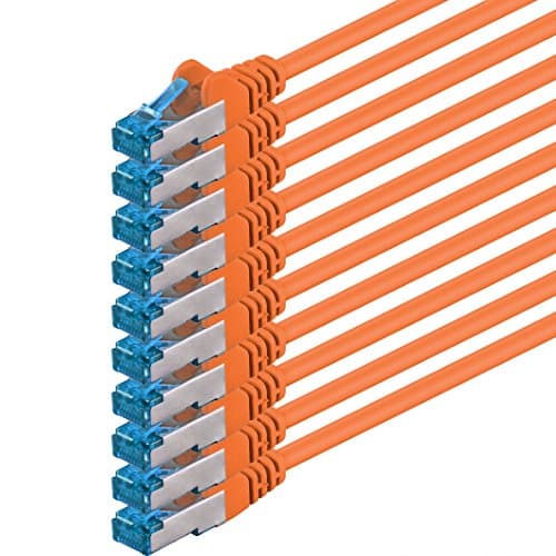 Image of 1aTTack.de 0.5m - CAT6a - network cable orange - pack of 10 CAT 6 A patch cable 10000 Mbit s SFTP PIMF 500 MHz compatible with CAT5 CAT6 CAT7 DSL Internet Switch Router