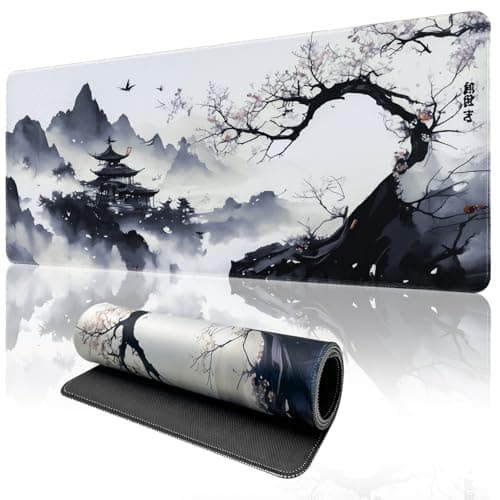 Image of Zindoo Mouse Pad Large Desk Mat, XXL Mouse Mat Gaming (900x400mm), Non-Slip Japanese Keyboard Mat Mousemat, Gaming Mousepad with Stitched Edges, Large Mouse Mats for Desk, Laptop, Home, Office
