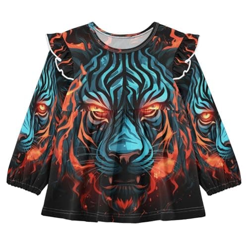 Image of Fired Animal Zebra Girls Elegant Long Sleeve Shirts Blouses Kids Cute Sleeve Casual Tops 1-5 Years
