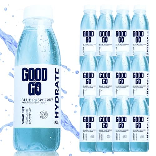 Image of GoodToGo Hydration - Electrolyte Drink with Ginkgo Biloba | 12 x 330ml Bottles Blue Raspberry | Sugar-Free, Caffeine-Free, Vegan | Sports Rehydration & Recovery, Hydration Tablet Alternative