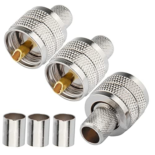 Image of Fohevers 3 Pack UHF PL259 Male Plug Crimp Coax Connector – 50 Ohm RF Coaxial Cable Adapter for CB Radio/Ham Radio/Antenna