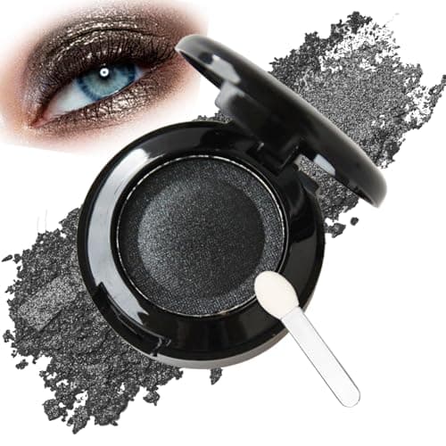 Image of Intense Black Eyeshadow Single - Waterproof, Long-Lasting, Highly Pigmented with Mirror & Brush for Bold Looks, Crease-Resistant, Smudge-Proof, and Buildable Coverage for Day-to-Night Wear