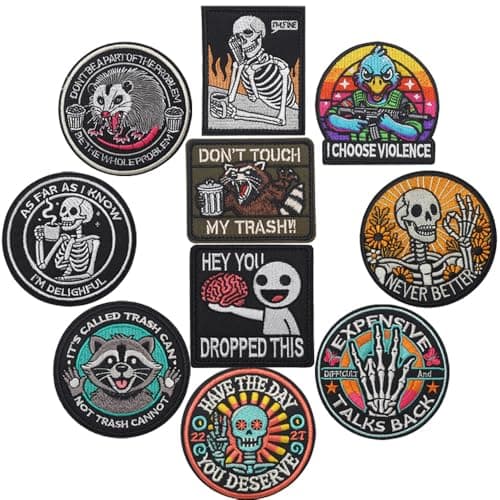 Image of 10 PCS Funny Meme Patches Set, Tactical Morale Fun Trendy Emblem Patch Embroidery Hook and Loop Applique Patches for Clothes Jackets Backpack Hat Vest Uniforms Dog Vest Harness.