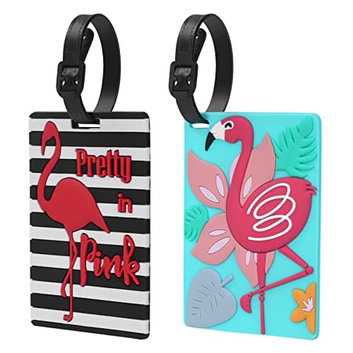 Image of Vicloon Luggage Tags, 2pcs Silicone Luggage Tags for Suitcases, Baggage Labels, Suitcase ID Tags, Handbag Tag Labels, Flamingo Travel Bag Labels Suitcase Tags for Privacy Protection