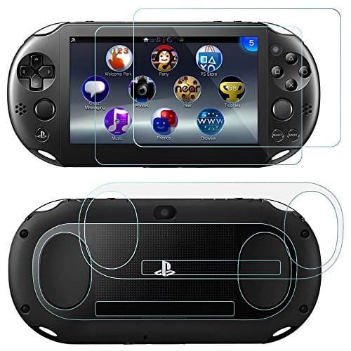 Image of AFUNTA Screen Protectors for Sony PlayStation Vita 2000 with Back Covers, 2 Pack (4 Pcs) Tempered Glass for Front Screen and HD Clear PET Film for the Back, PS Vita PSV 2000 Film Accessory