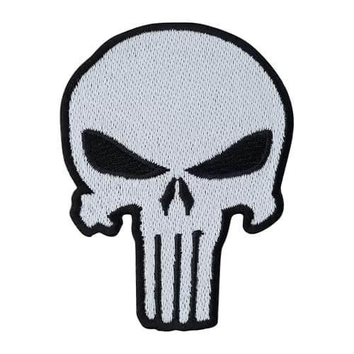 Image of Urbanski Patch – Iron-on or Hook-and-Loop – Punisher Skull 8 x 6 cm | Embroidered Tactical Patch, Sew-on Badge (Iron-On)