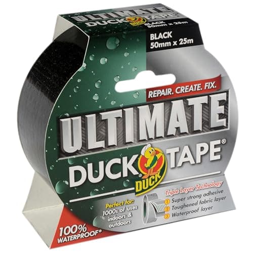 Image of Duck Tape Ultimate Cloth Tape Black 50mm x 25m, The Ultimate High Strength Waterproof Gaffer and Duct Adhesive Cloth Repair Tape