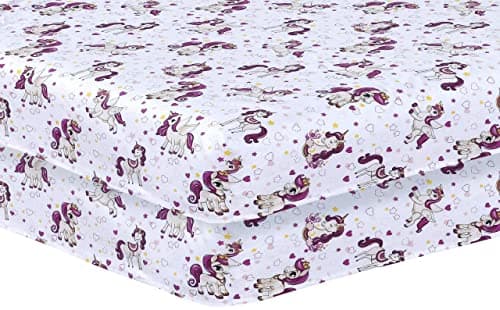 Image of DTEX HOMES 2 x Cot Bed Sheets Super Soft Breathable Polycotton Fitted Sheet 140 x 70 cm (Unicorn)