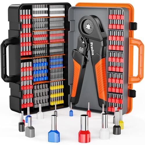 Image of Crimping Tool 0.08-16mm² with 1300pcs Crimp Connectors(350 Dual Wire Terminals), Preciva Hexagon Crimper with Suitcase, Self-adjsutable Ratchet Crimping Tool Set for Insulated/Uninsulated Cable