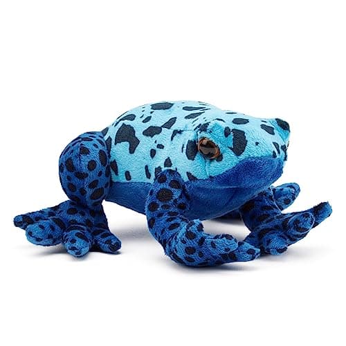 Image of Zappi Co 100% Recycled Plush Poison Dart Frog Blue Toy (15cm Length) Stuffed Soft Cuddly Eco Friendly Animals Collection for Newborns – Lifelike & Realistic