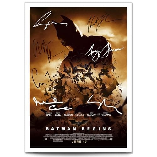 Image of Mounted Gifts Trading The Dark Knight Batman Trilogy All Movie Film Posters Cast Signed A4 Poster Photo Print Framed Autograph Gift Christian Bale Heath Ledger (Batman Begins A4 poster Only)