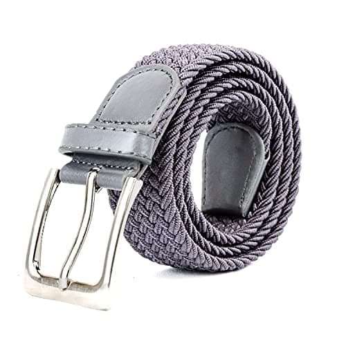 Image of Woodland Leather Elastic Braided Belt, Unisex Men Women Casual Stretch Woven Belt (Lavender Grey, Medium-Large)