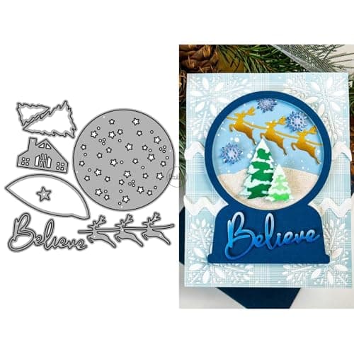 Image of DzIxY Christmas Tree Deer Star Background Metal Cutting Dies for Card Making Kit Embossing Paper Die Cuts Set Scrapbook Stencils Supplies Machine Templates
