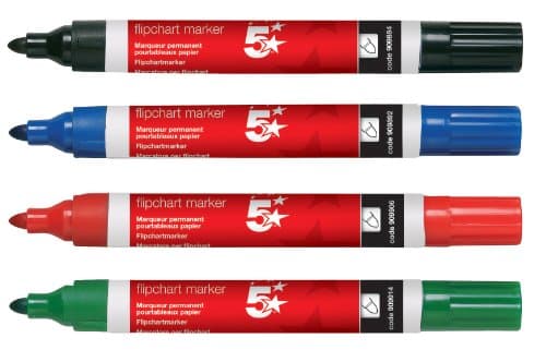 Image of 5 Star Flipchart Marker Pen Water-based Line Width 2 mm Assorted [Pack of 4]