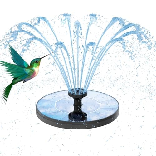 Image of AMZtime Solar Fountain Novel Solar Water Fountain with 6 Nozzles Solar Powered Water Fountain Pump, Solar Water Feature for Outdoor Garden, Pond, Swimming Pool, and Bird Bath