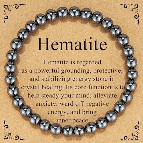 Image of Smilya 6mm Hematite Crystal Bracelet for Women Protection Healing Crystal Bracelet Anxiety Beaded Bracelets Women Crystal Gifts