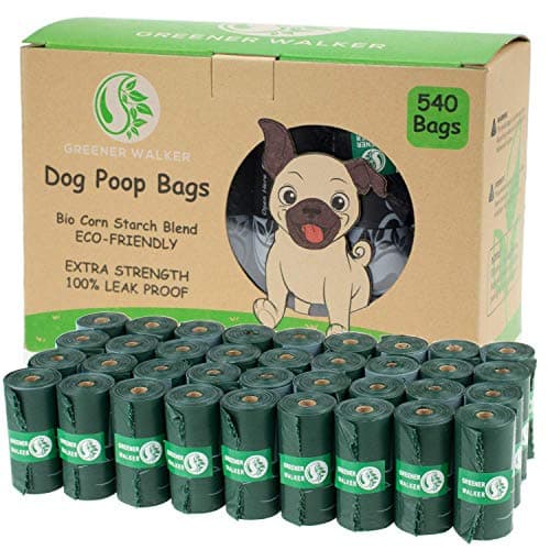 Image of GREENER WALKER Poo Bags for Dog Waste, 540 Poop Bags,Extra Thick Strong 100% Leak Proof Biodegradable Dog Poo Bags (Deep Green)