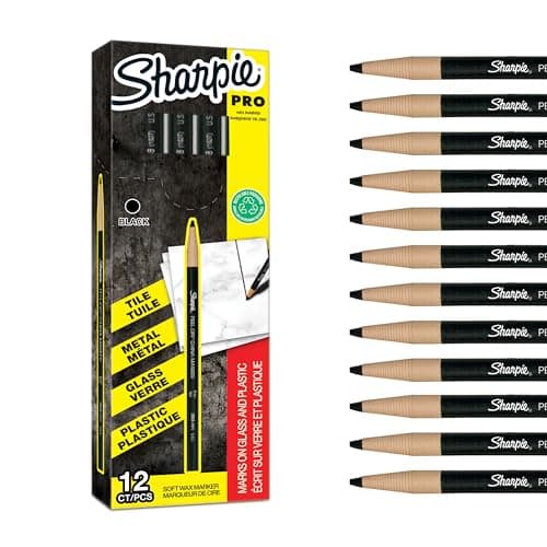 Image of Sharpie Peel Off China Markers | Fine Point | Black | Wax Marks on Glass & Plastic | 12 Count