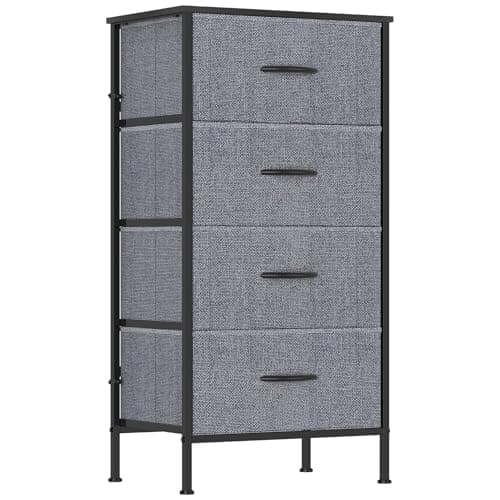 Image of GoaHi Fabric Chest of Drawers bedroom with 4 Drawer, Chest of draws with Wood Top,4 Fabric Drawers, Large Storage Organizer Unit with 4 Chest Drawers for Bedroom, Kids Room, Living Room, Deep Gray